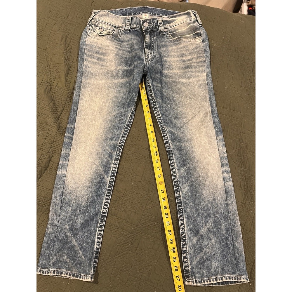 True Religion Men's Bootcut Jeans in Light Blue Acid Wash